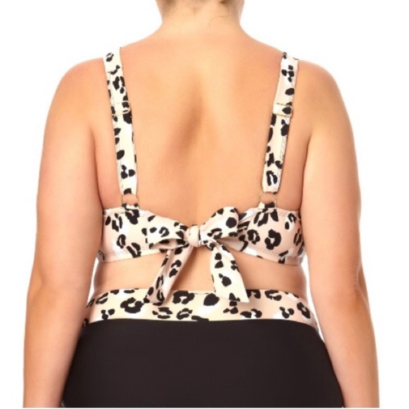 Terra & Sky Womens Leopard Print Tie Bralette Bikini Top Size 3X (24W-26W) - Picture 2 of 12
